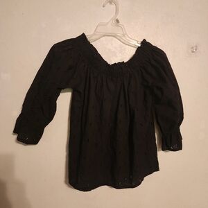 Miss Selfie Black Eyelet Rayon Blouse Size S